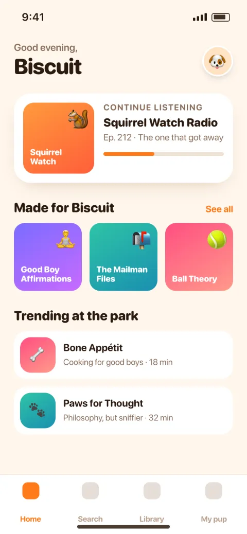 Before: the bright cream home screen, the same at midnight as at noon.